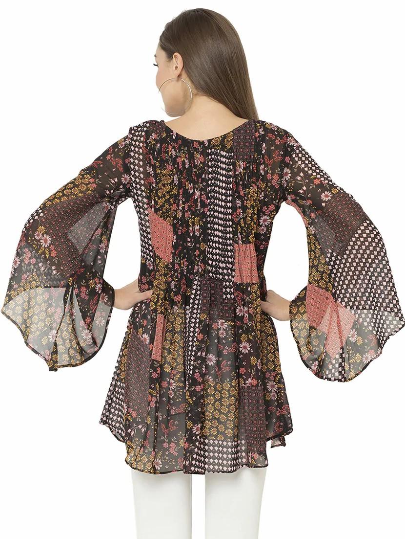 brown poly georgette regular top - 17203165 - Zoom Image - 3