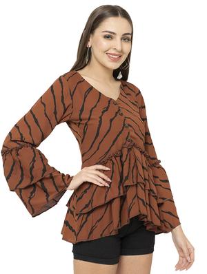 brown poly moss regular top - 17203171 - Standard Image - 2
