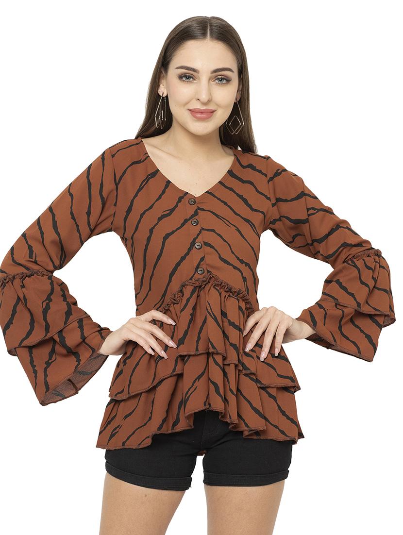 brown poly moss regular top - 17203171 - Zoom Image - 1