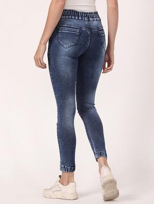 drawstring waist stone wash jeans - 17203459 - Standard Image - 3