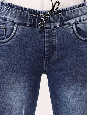 drawstring waist stone wash jeans - 17203459 - Standard Image - 4