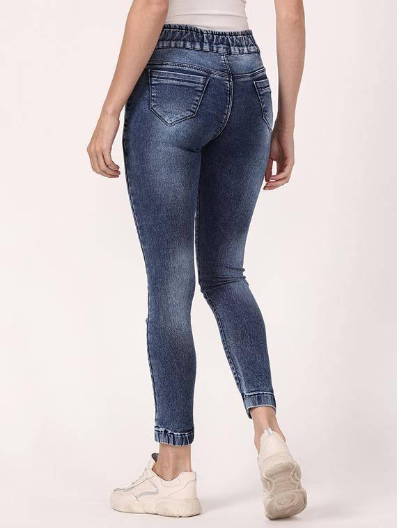 drawstring waist stone wash jeans - 17203459 - Zoom Image - 3