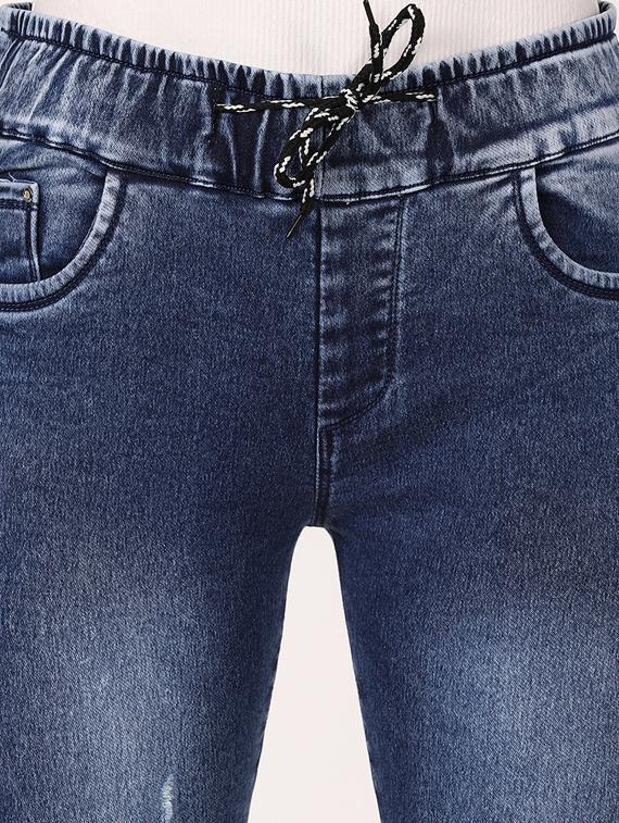 drawstring waist stone wash jeans - 17203459 - Zoom Image - 4