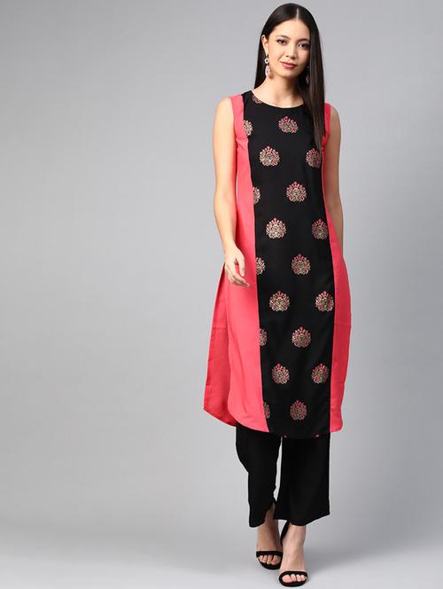 foil print a-line kurta - 17203766 - Standard Image - 1