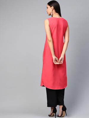 foil print a-line kurta - 17203766 - Standard Image - 3