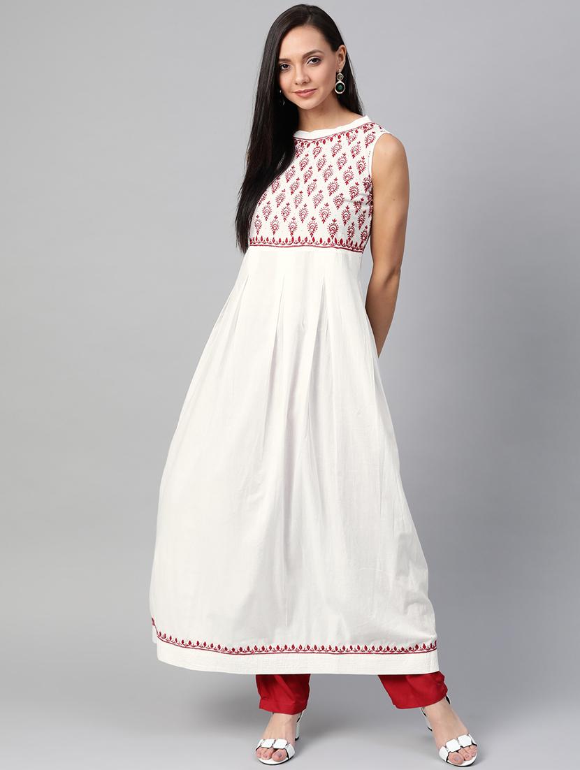 chikankari a-line kurta - 17203834 - Zoom Image - 1