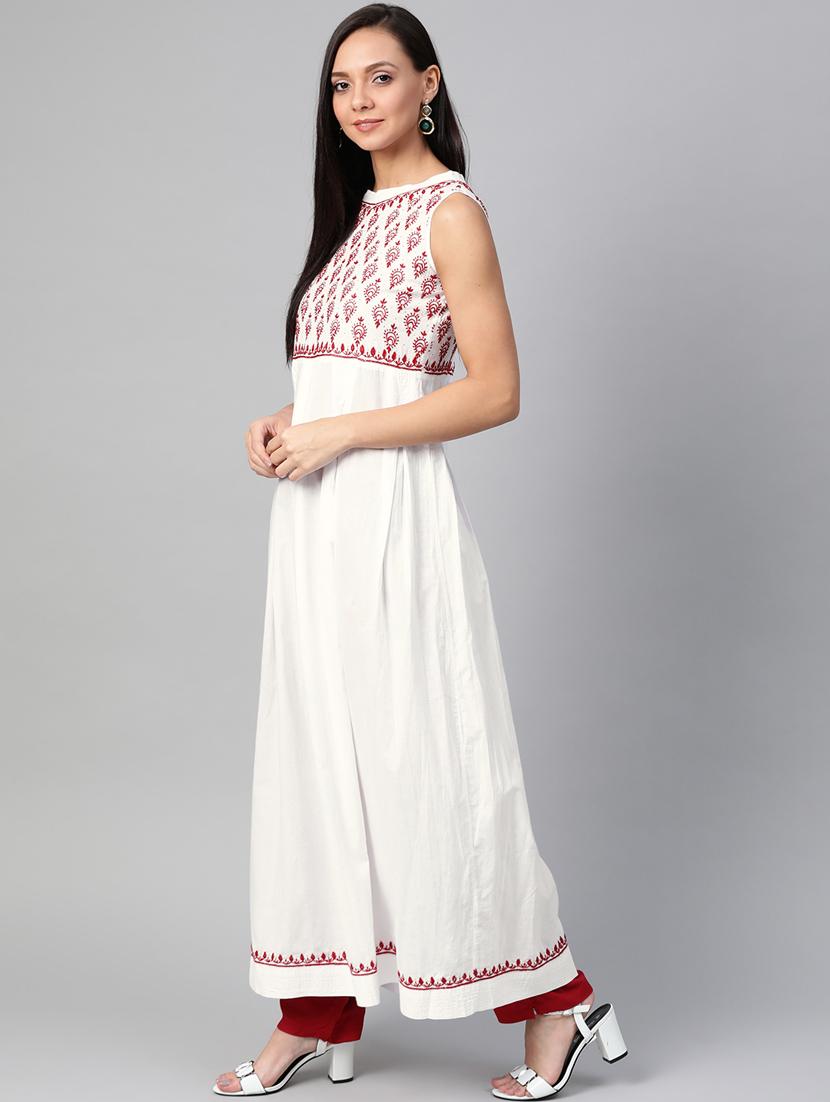 chikankari a-line kurta - 17203834 - Zoom Image - 2