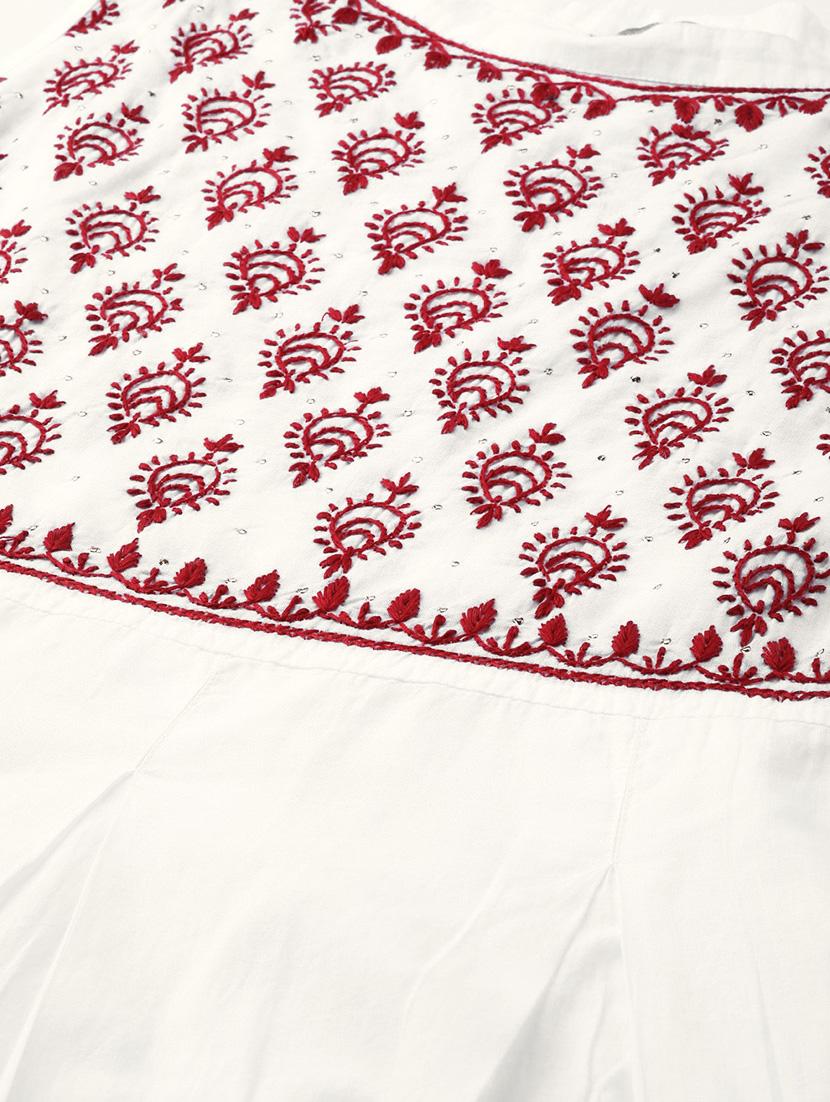 chikankari a-line kurta - 17203834 - Zoom Image - 4
