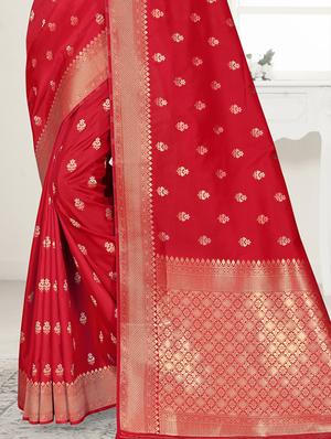 self design jacquard saree with blouse - 17204077 - Standard Image - 2