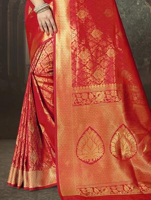 self design jacquard saree with blouse - 17204091 - Standard Image - 2