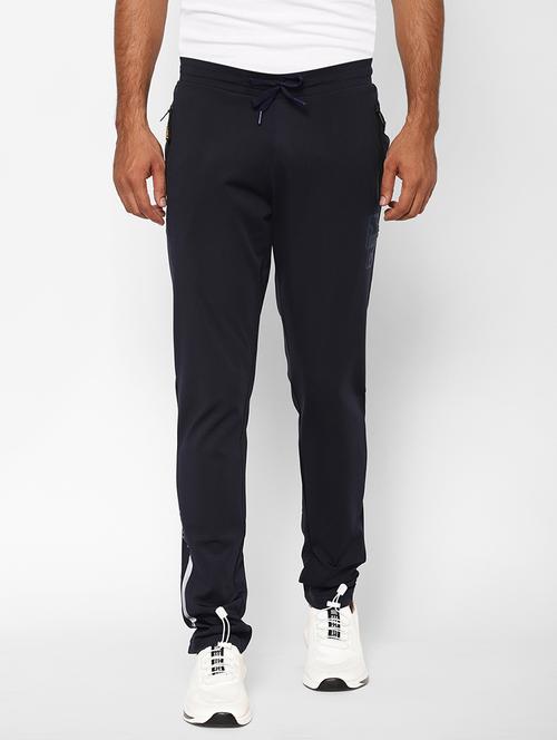 navy blue printed full length track pant - 17204152 - Standard Image - 1