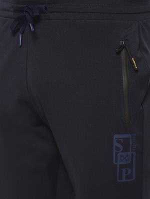 navy blue printed full length track pant - 17204152 - Standard Image - 5
