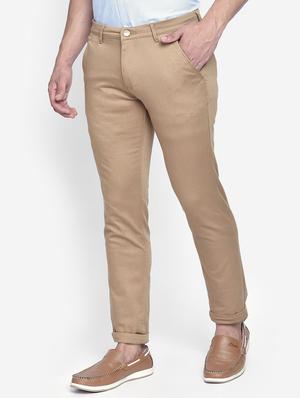 beige solid chinos - 17204489 - Standard Image - 2