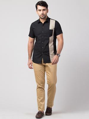 grey color block casual shirt - 17205222 - Standard Image - 4