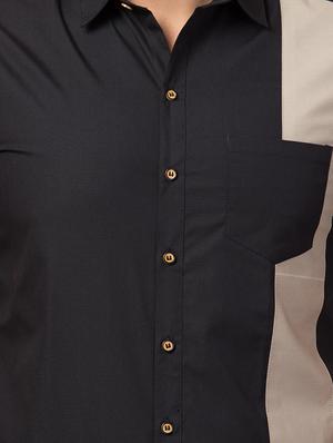 grey color block casual shirt - 17205222 - Standard Image - 5
