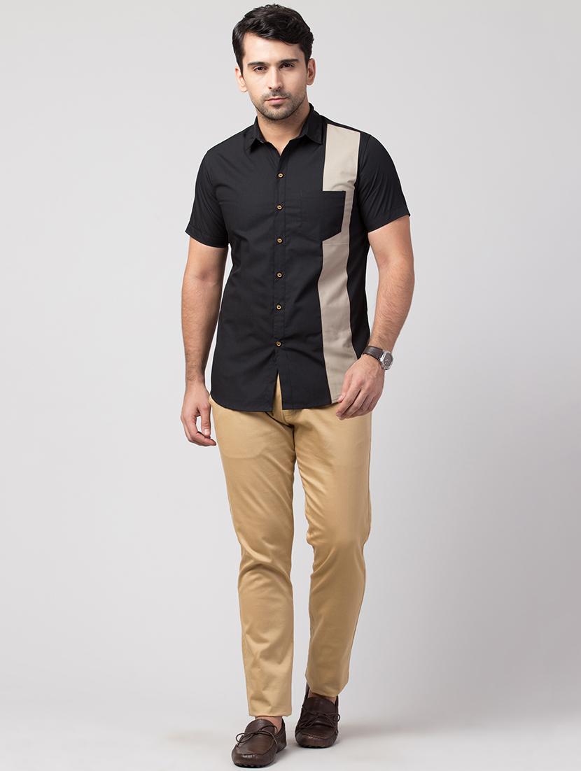 grey color block casual shirt - 17205222 - Zoom Image - 4