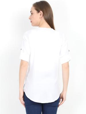 mandarin neck solid top - 17205285 - Standard Image - 3