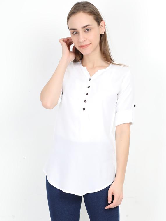 mandarin neck solid top - 17205285 - Zoom Image - 1