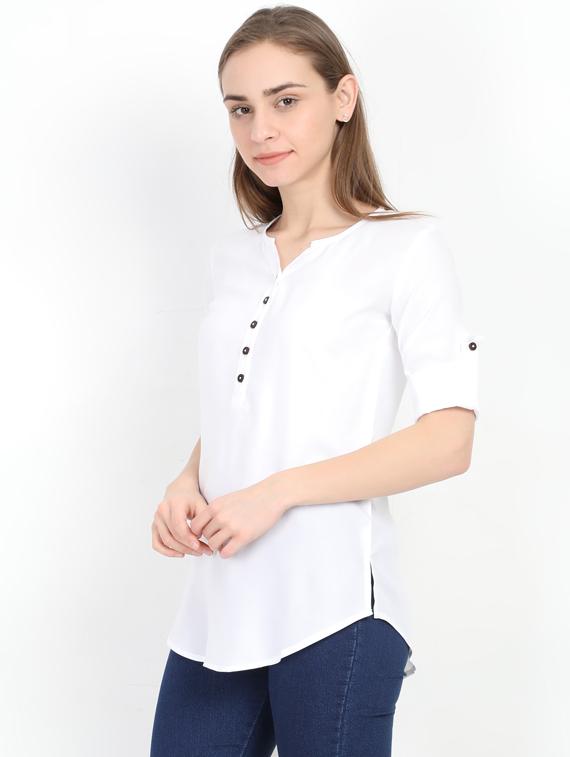 mandarin neck solid top - 17205285 - Zoom Image - 2