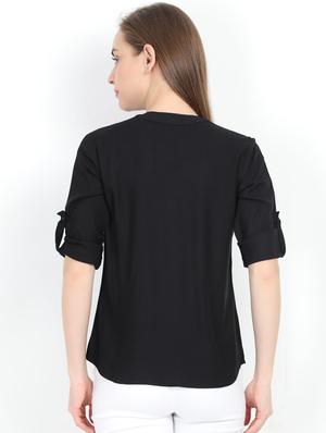 mandarin neck solid top - 17205286 - Standard Image - 3