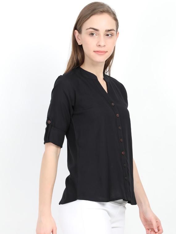 mandarin neck solid top - 17205286 - Zoom Image - 2