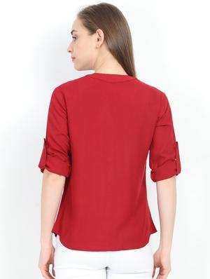 mandarin neck solid top - 17205287 - Standard Image - 3