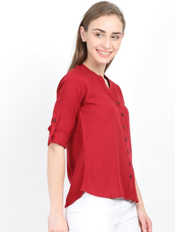 mandarin neck solid top - 17205287 - Zoom Image - 2