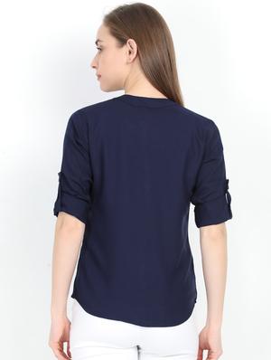 mandarin neck solid top - 17205288 - Standard Image - 3