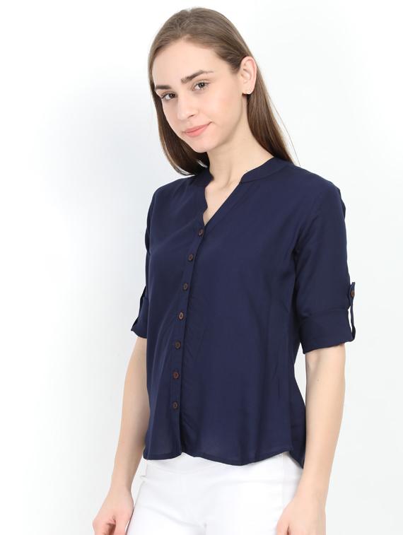mandarin neck solid top - 17205288 - Zoom Image - 2