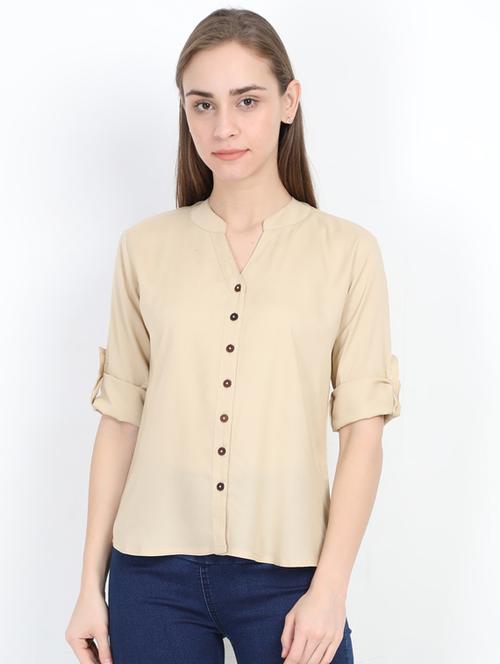 mandarin neck solid top - 17205290 - Standard Image - 1