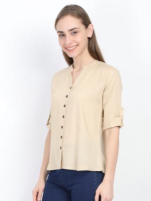 mandarin neck solid top - 17205290 - Standard Image - 2