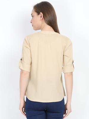 mandarin neck solid top - 17205290 - Standard Image - 3