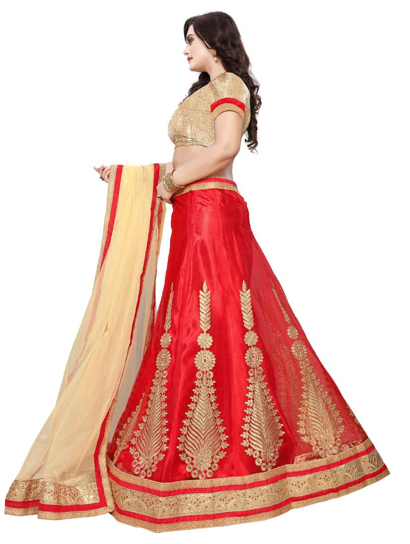 embroidered a-line semi-stitched lehenga - 17205791 - Zoom Image - 2