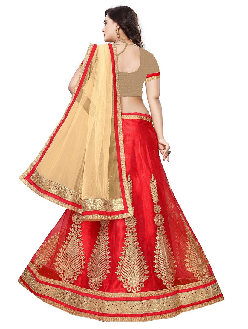 embroidered a-line semi-stitched lehenga - 17205791 - Zoom Image - 3