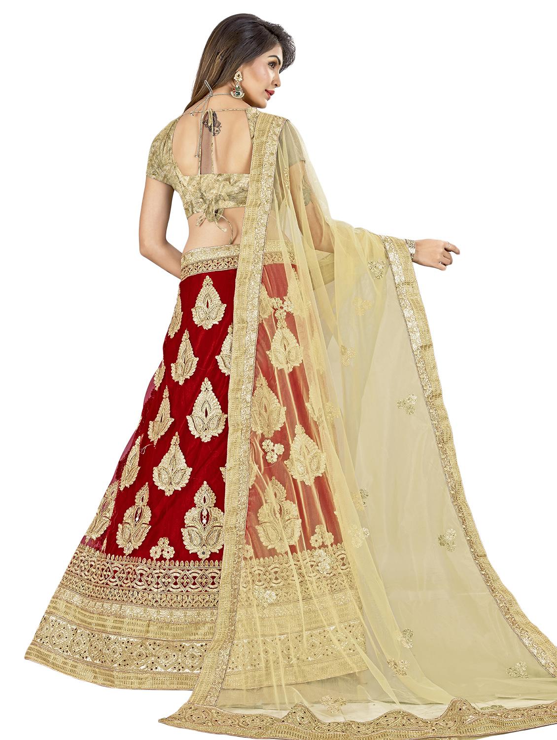 embroidered a-line semi-stitched lehenga - 17205806 - Zoom Image - 2