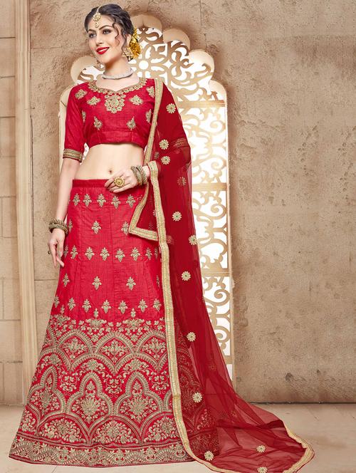 embroidered a-line lehenga - 17205842 - Standard Image - 1