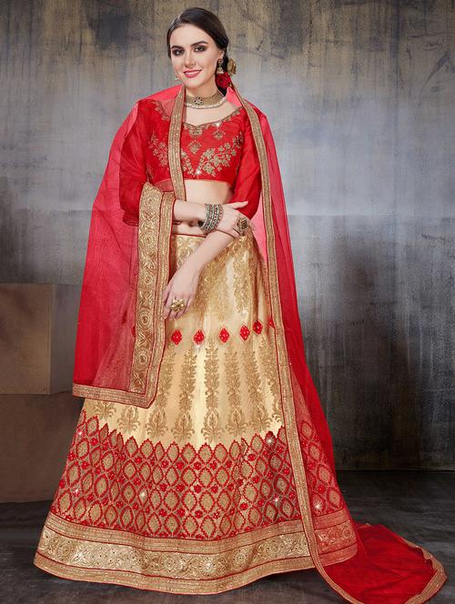 embroidered a-line lehenga - 17205864 - Standard Image - 1