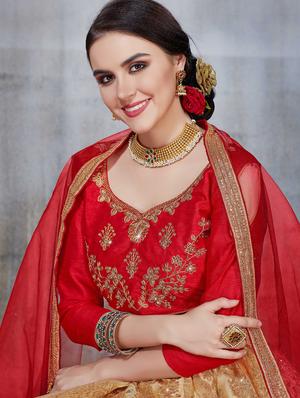 embroidered a-line lehenga - 17205864 - Standard Image - 2