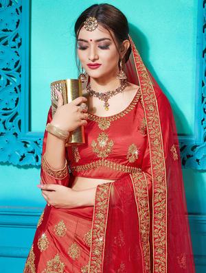 embroidered a-line lehenga - 17205912 - Standard Image - 2