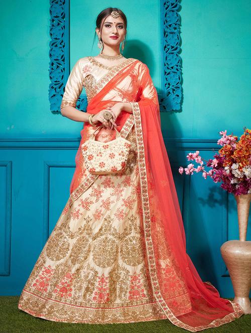 embroidered a-line lehenga - 17205914 - Standard Image - 1