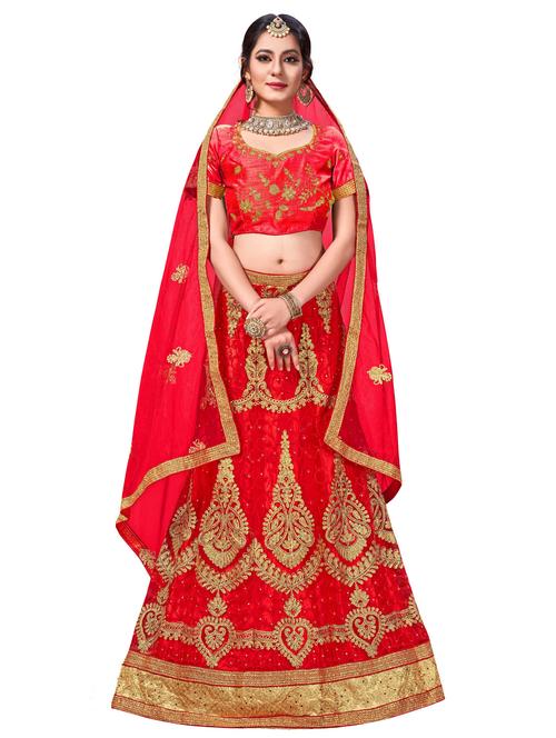 embroidered a-line lehenga - 17206052 - Standard Image - 1