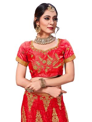 embroidered a-line lehenga - 17206052 - Standard Image - 3