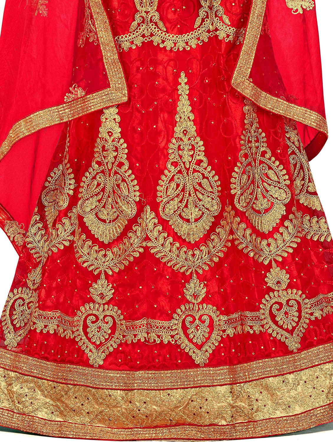 embroidered a-line lehenga - 17206052 - Zoom Image - 4
