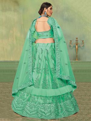 embroidered a-line lehenga - 17206151 - Standard Image - 2
