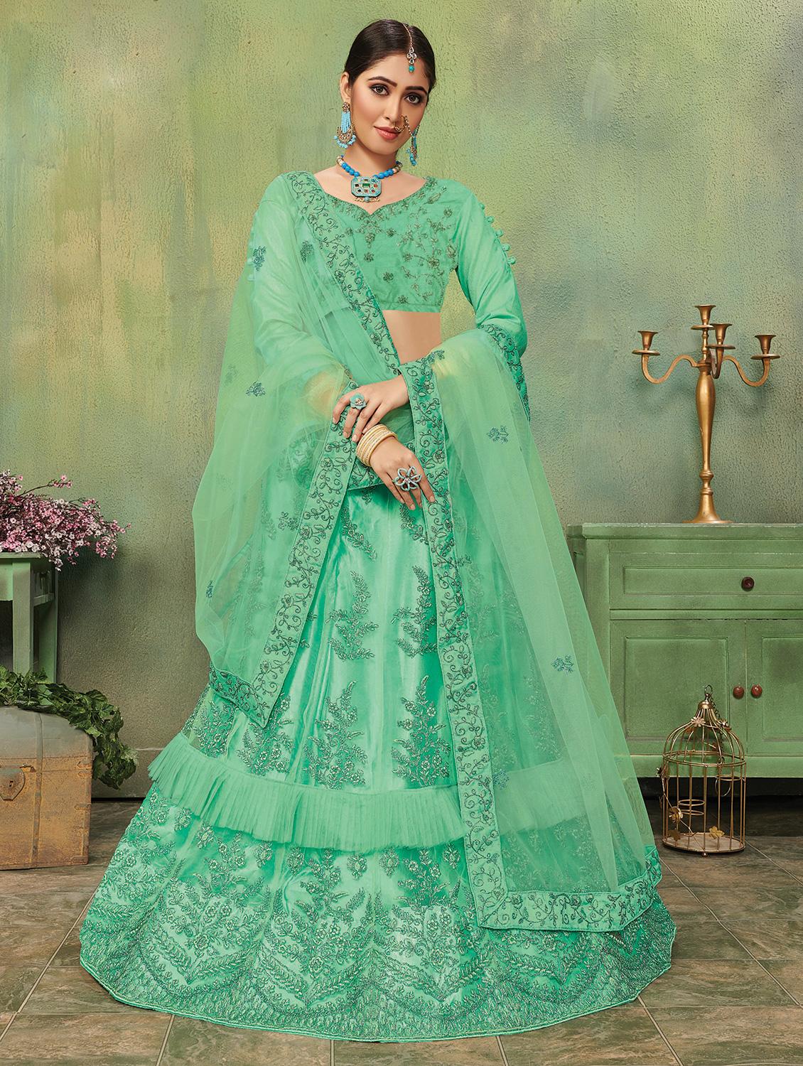 embroidered a-line lehenga - 17206151 - Zoom Image - 1