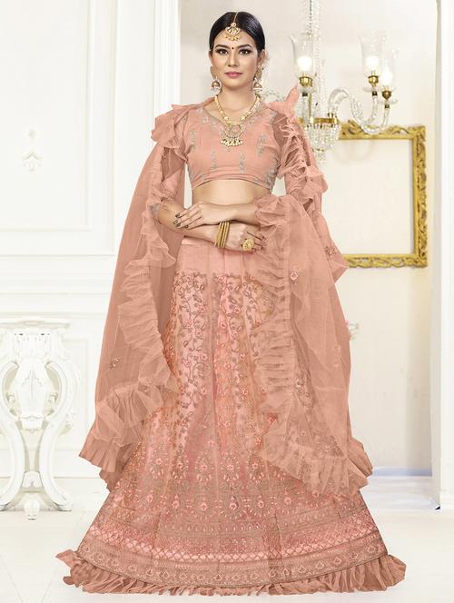embroidered a-line lehenga - 17206161 - Standard Image - 1