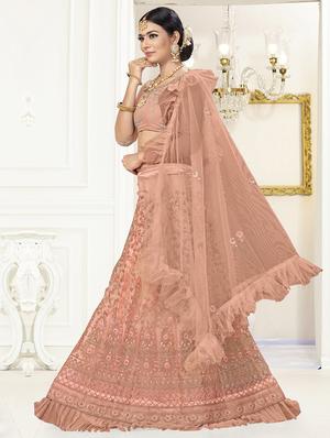 embroidered a-line lehenga - 17206161 - Standard Image - 2