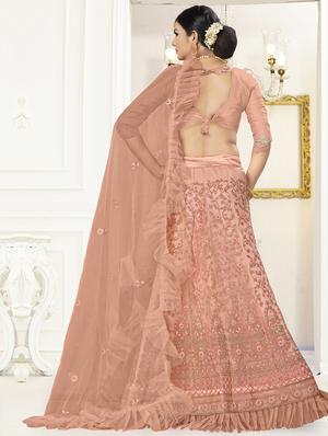 embroidered a-line lehenga - 17206161 - Standard Image - 3