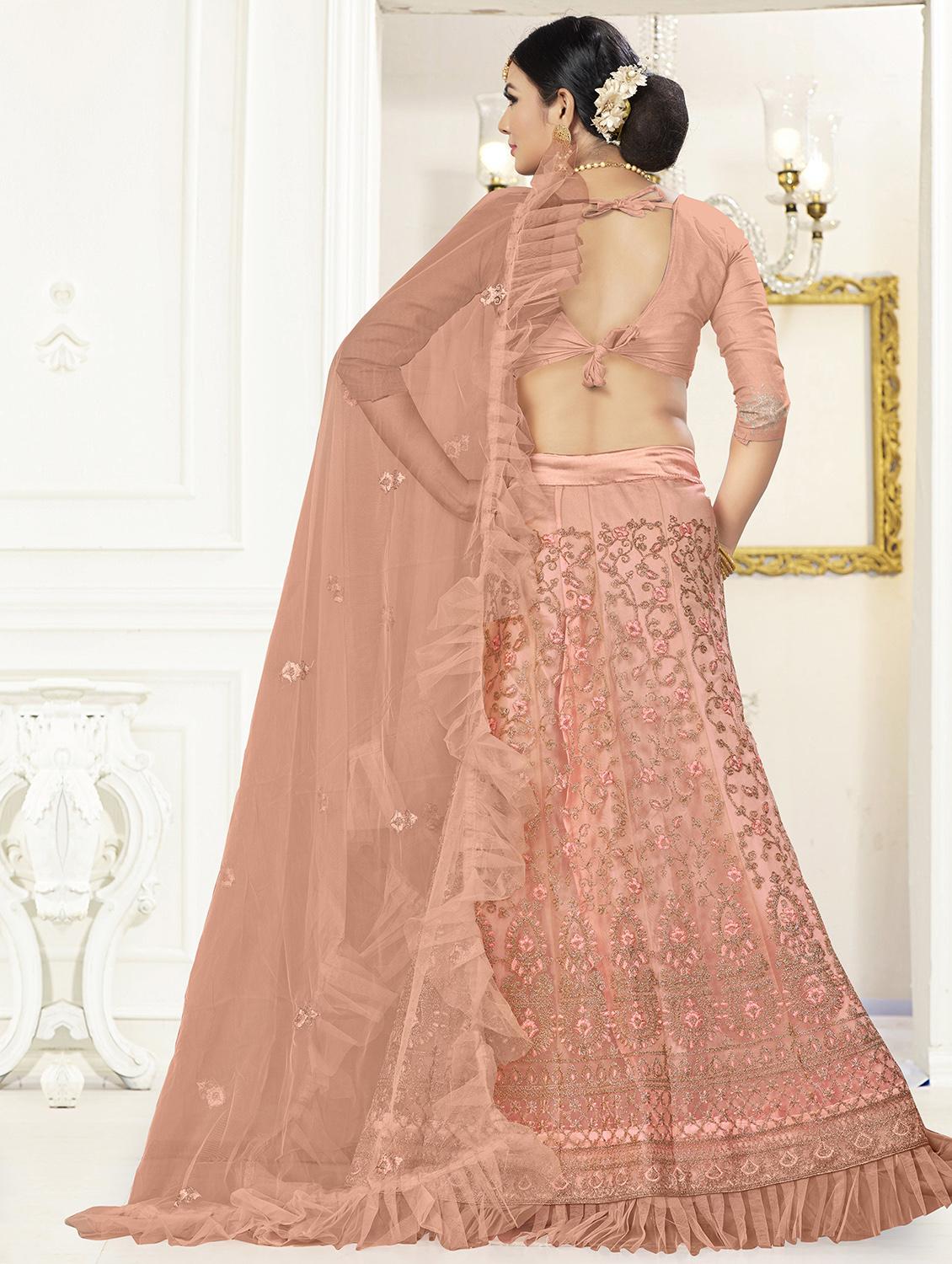 embroidered a-line lehenga - 17206161 - Zoom Image - 3