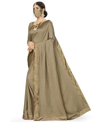 solid bordered saree with face mask with blouse - 17206445 - Standard Image - 2